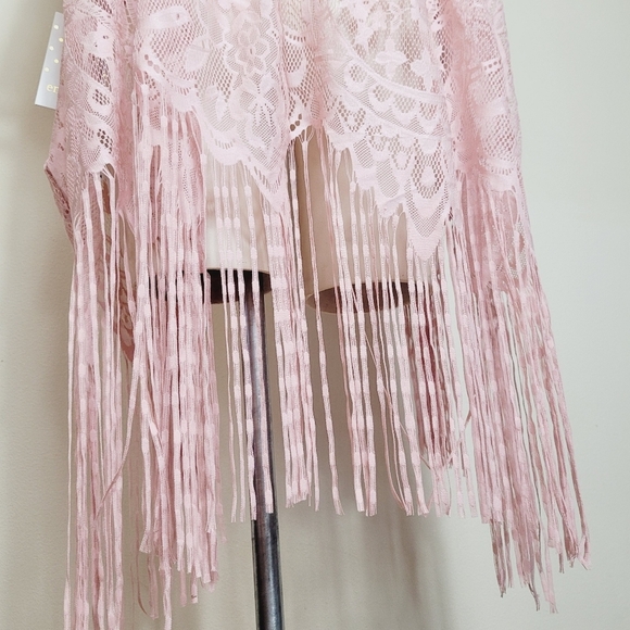 New Pink Sheer Open Front Woman's Medium Top - Picture 7 of 9
